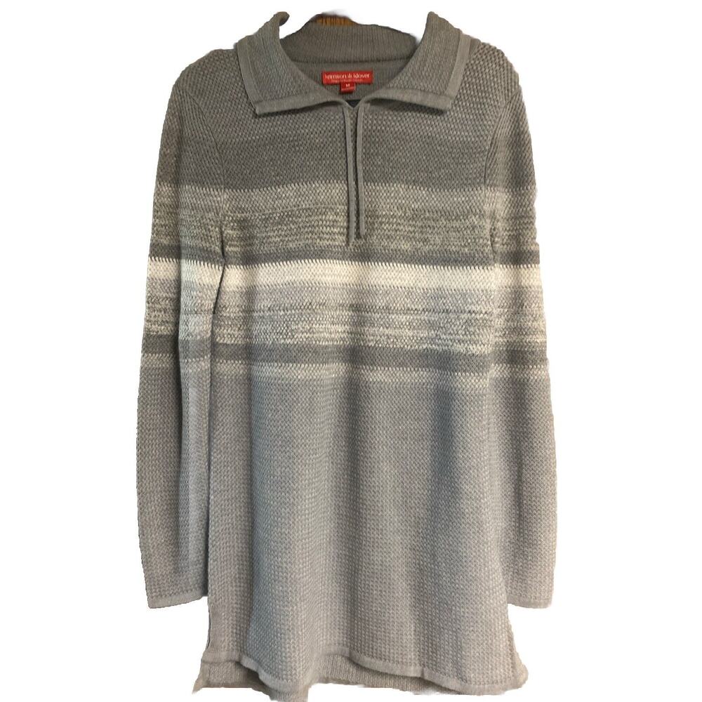 Krimson Klover Tunic Sweater Womens Medium Gray Light Wool Silk Blend Side Slits